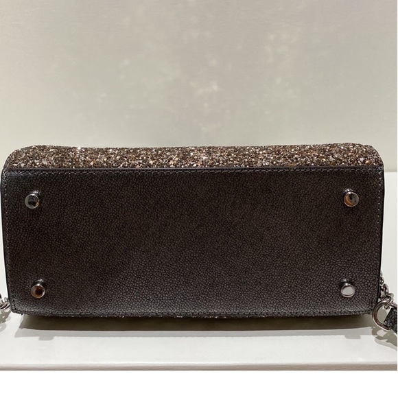 Kate Spade- Laurel Way Mini Riley Glitter Satchel/ Crossbody in Gun Metal - Picture 6 of 8